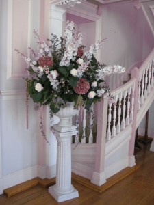 Delphinium and Hydrangea pedestal