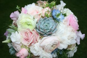 Pink Rose and succulent bouquet