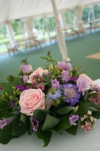 Lilac lisianthus, Scabious, sweett williams.