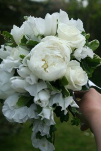 Peony and sweet peas